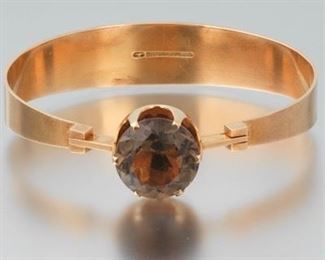 Ladies Finlandia Retro Rose Gold and Smoky Quartz Bangle 