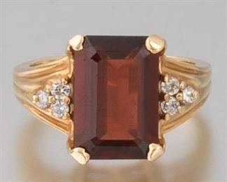 Ladies Garnet and Diamond Ring 