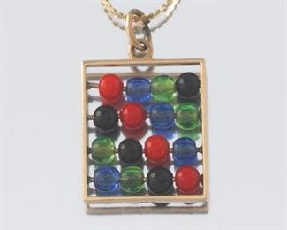 Ladies Gold Abacus Pendant on Chain 