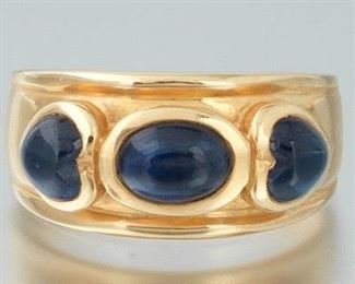 Ladies Gold and Blue Sapphire Band 