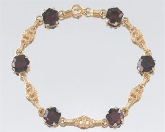 Ladies Gold and Garnet Bracelet 