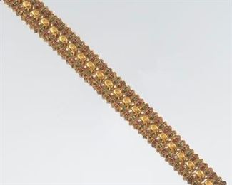 Ladies Gold and Gemstone Strap Bracelet 