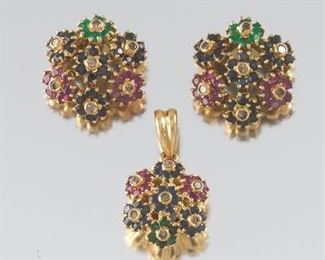 Ladies Gold and Gemstone Set 