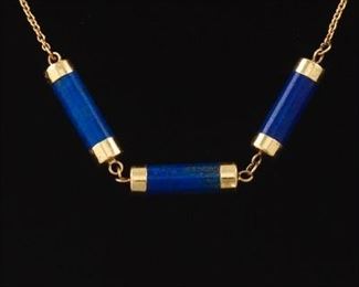 Ladies Gold and Lapis Lazuli Necklace 