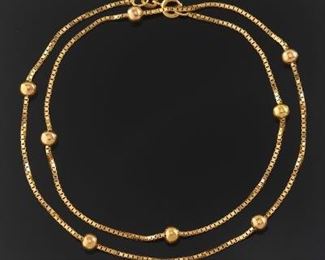 Ladies Gold Chain Necklace with Beads 