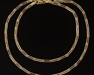 Ladies Gold fancy Open Bar Link Chain Necklace 