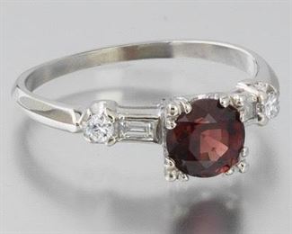 Ladies Gold, Natural Burma Red Spinel and Diamond Ring 
