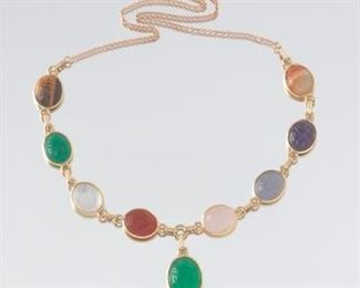 Ladies Hardstone Scarab Necklace 