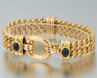 Ladies H. W. Burdick Retro Italian Gold and Onyx Bracelet 