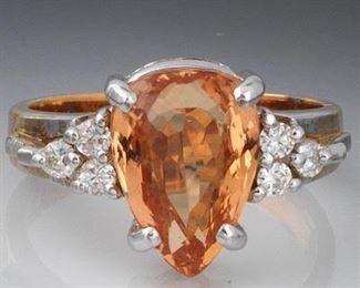 Ladies Imperial Topaz and Diamond Ring 