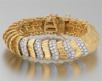 Ladies KEIL Gold and Diamond Segmented Bracelet 