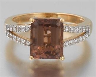 Ladies Lance Fischer Gold, Brazilian Tourmaline and Diamond Ring 