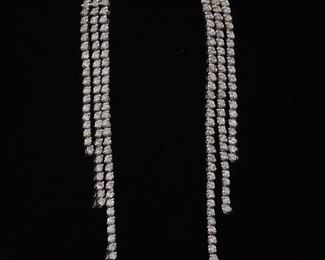 Ladies Pair of Gold and Diamond Fringe Earrings 