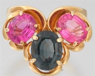 Ladies Pink and Blue Tourmaline Ring 
