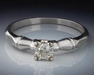 Ladies Platinum and Diamond Solitaire Ring 
