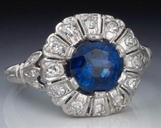Ladies Platinum, Sapphire and Diamond Ring 