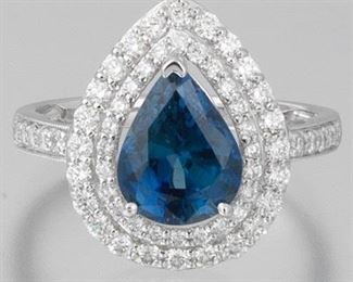 Ladies Sapphire and Diamond Ring, SGL Report 