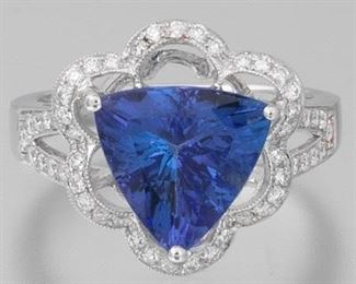 Ladies Tanzanite and Diamond Ring, AIG 