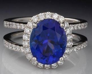 Ladies Tanzanite and Diamond Ring, AIGL 
