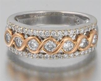 Ladies TwoTone Gold and Diamond Band 