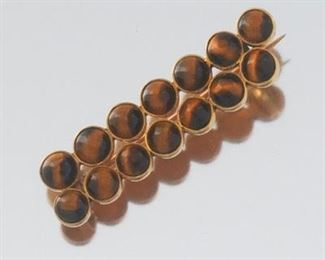 Ladies Victorian Gold and Tiger Eye Bar Pin