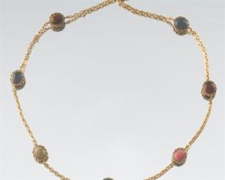 Ladies Vintage Bojar Gold Filled and Gem Stone Reversible Double Scarab Necklace 