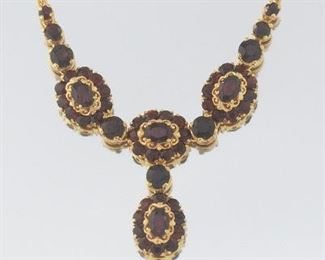 Ladies Vintage Gold and Garnet Necklace 