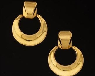 Ladies Vintage Italian Gold Pair of Door Knocker Earrings 
