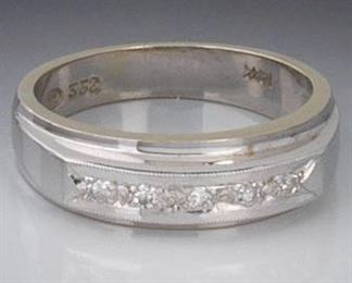 Ladies White Gold and Diamond Band 