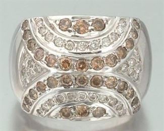 Ladies White and Brown Diamond Ring 