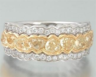 Ladies Yellow and White Diamond Ring 