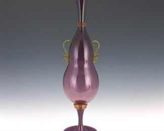 Large Amethyst and Gold Flecks Glass Vase