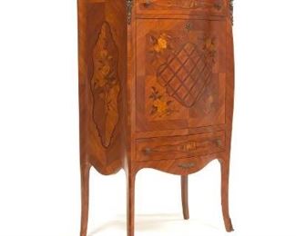 Louis XVI Style Marquetry Cabinet with Mirrored Interior 