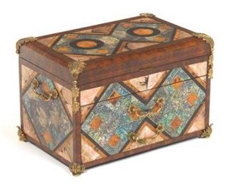 Maitland Smith Renaissance Revival Inlayed Silver Chest with Gilt Metal Mounts 
