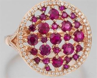 Marco Moore Gold, Pink Sapphire and Diamond Ring 