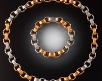 Minimalist White and Rose Gold Chain and Bracelet Suite 