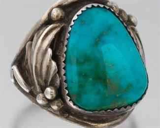 Native American Sterling Silver and Turquoise Ring 