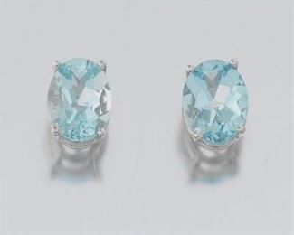 Pair of Blue Topaz Earrings 