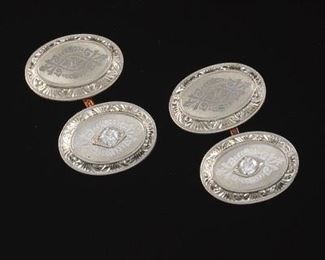 Pair of Art Deco Gold and Diamond Cufflinks 