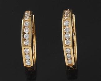 Pair of Diamond Hoop Earrings 