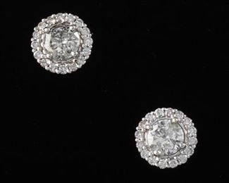 Pair of Gold and Diamond Earrings