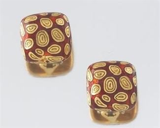 Pair of Gold and Enamel Ear Clips 