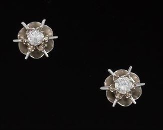 Pair of Gold Diamond Snowflake Earrings 