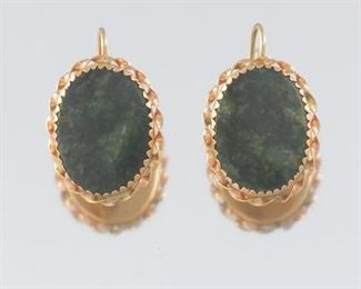 Pair of Jade and Gold Earrings 