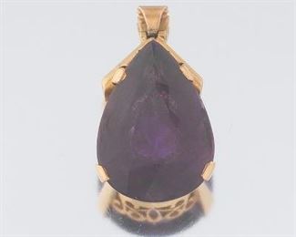 Retro Gold and Amethyst Pendant 