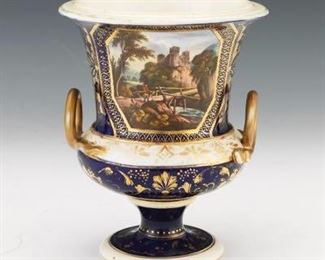 Royal Crown Derby Porcelain Hand Painted Landscape Campagna Urn, ca. 1830s