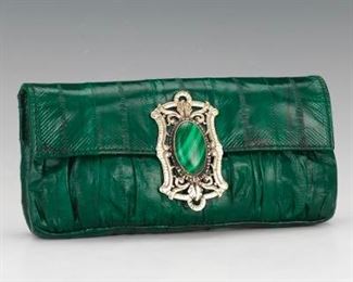 Santesteban Emerald Green Leather Clutch 
