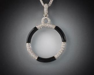 Simon G Gold, Diamond and Black Onyx Pendant on Chain 