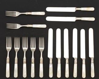 Sterling and Mother of Pearl Fish Forks and Knives