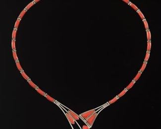 Sterling Silver and Coral Necklace 